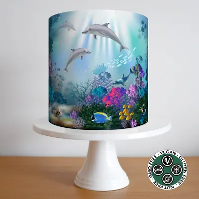 Animal Sea Life Dolphin Cake Topper Border Strip Pattern Wrap Around Party Edibl • £10.99