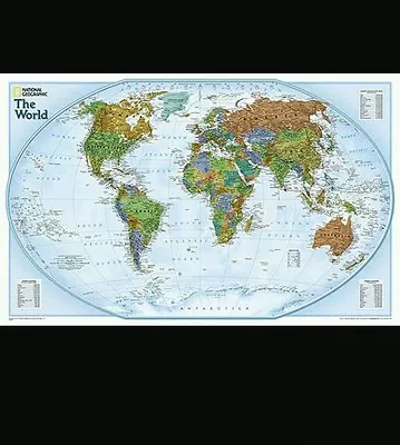 $8.99 • Buy  Large World Map Poster Murals - National Geographic 20 X 32  2014 Double Side