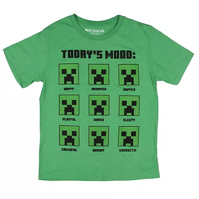 Minecraft Boys' Today's Mood Creeper Faces Kids Short Sleeve T-Shirt (X-Large) • $17.95