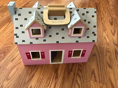 Melissa & Doug Fold And Go Pink Dollhouse/ Wooden House ONLY No Accessories  • $19.99