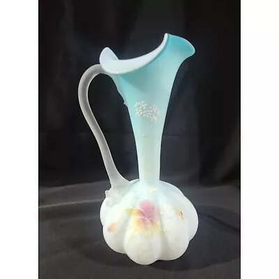 GLOWS Antique Mt. Washington Satin Glass Hand Painted Glass Ewer • $70