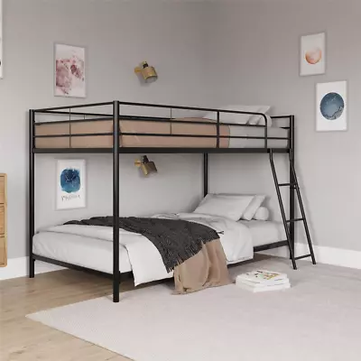  Compact Twin-Over-Twin Low Profile Junior Bunk Bed In Black For Small Spaces  • $187.47