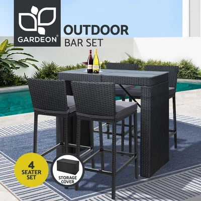 $655.95 • Buy Gardeon Outdoor Bar Table Furniture Dining Chairs Stools Set Rattan Patio Lounge