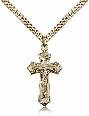 Gold Filled Crucifix Pendant For Men On 24 Chain - 30 Day Money Back Guarantee • $188.50