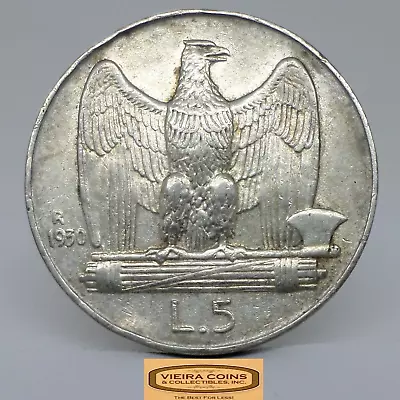 1930-R Italy Silver 5 Lire - #C35057NQ • $14.99