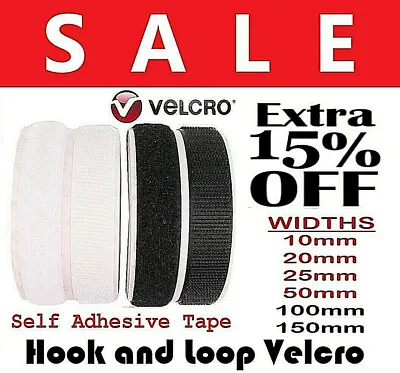 VELCRO® Genuine Brand PS14 SELF ADHESIVE Stick On Tape HOOK & LOOP Sticky Strips • £1.99