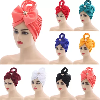 Bow Turban Cap Women Muslim Hijab Bonnet African Aso Oke Headtie Hat Head Wrap • $10.82