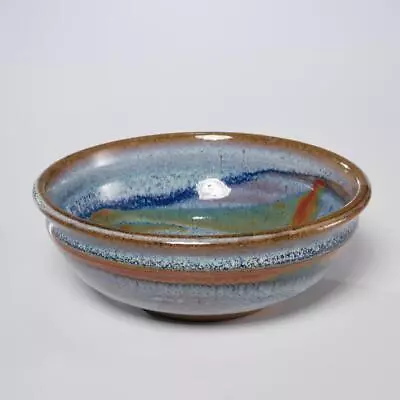 $45 • Buy Wheel Thrown Studio Art Pottery Multicolor Glazed Stoneware Bowl, Signed, 6 