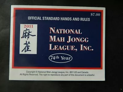 2011  National Mah Jongg League Rules  Card    5 X 4 Inches   (lot B) • $10.95