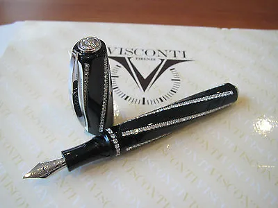 Visconti Divina Princess Black Fountain Pen Broad 23kt Pd Nib MIB • $274.44