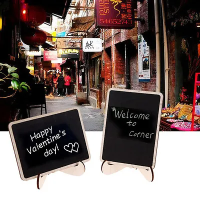 1pc Mini Blackboard Chalkboard With Stand Place Card Wordpad Rectangle Angled:da • £3.07