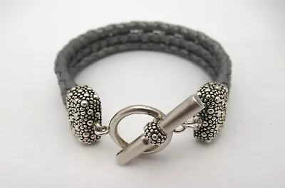 Michael Dawkins 925 Sterling Silver Blue Leather Starry Night Toggle Bracelet • $75.99