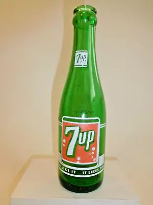 Vtg 7oz Old 7 Up Soda Bottle July 1958 You Like It It Likes You Fresh Up Pop • $20