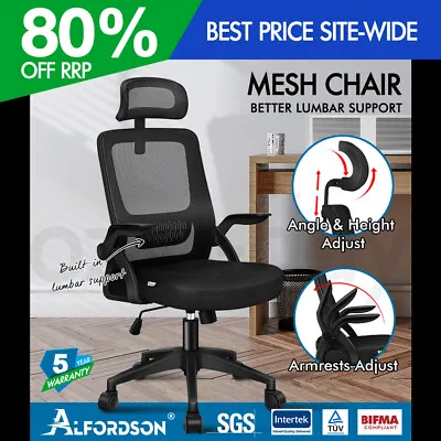 ALFORDSON Mesh Office Chair Executive Fabric Seat Tilt Gaming Racing Computer • $72.95