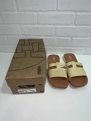 NIB! Very Nice MELISSA IVY SLIDE Dress Sandals BROWN/YELLOW Women's Size US8 • $32.50