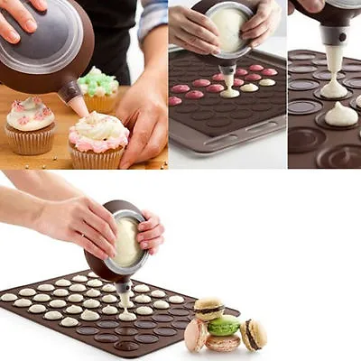 Silicone Macaron Macaroon Pastry Cake Cookie Muffin Oven Baking Sheet Mat Mou*P_ • £5.84