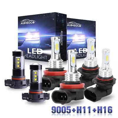 For GMC Sierra 1500 2500 3500 2007-2013 White LED Headlights+Fog Light Bulbs Kit • $35.50