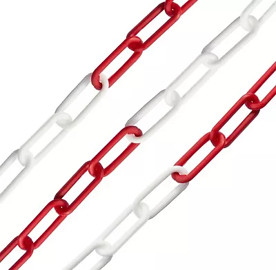 10mm Red & White Plastic Decorative Garden Safety Warning Barrier Link Chain • £9.42