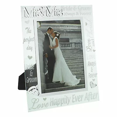 Mr And Mrs Glass 5 X 7 Photo Frame With Mirror And Glitter Letters • £9.49