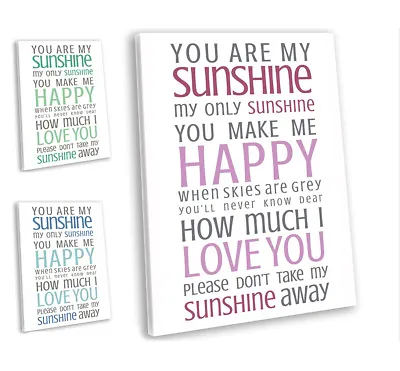 You Are My Sunshine Lyrics Music Canvas Print Framed Wall Art Picture  • £19.99