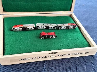 Z Scale Marklin Red & Silver  Santa Fe  A-B-A  With 2 PW Locos Leds Custom Case • $424.99