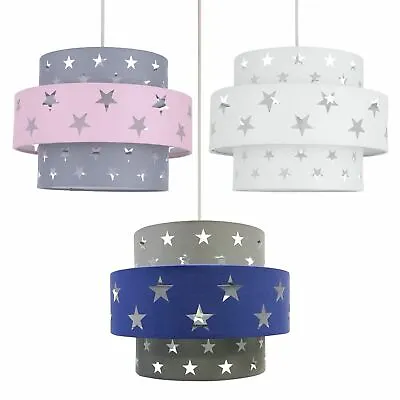 Easy Fit Light Shade Star Design 2 Tier Ceiling Lighting Girls Boys Bedroom • £19.99