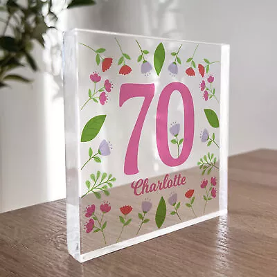 70th Birthday Gifts For Nan Mum Women Her PERSONALISED Clear Block 70th Birthday • £9.99