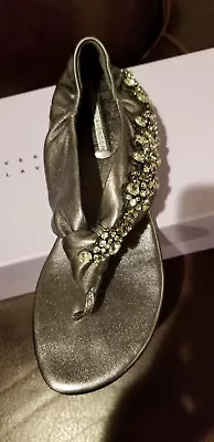 Vera Wang Lavender Rhinestone Crystal Silver Sandals Size 5 Light Sole Wear • $30