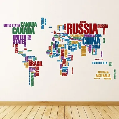 Countries World Map Wall Sticker WS-50561 • £12.98