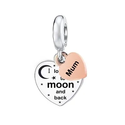 $27.99 • Buy S925 Silver & Rose Gold Mum I Love You To Moon & Back Charm -YOUnique Designs