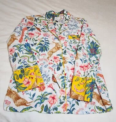 KELLY LOUISE JUDD S Anthropologie Pajama Top FOREST FABLE Rabbit Small Yellow • $25