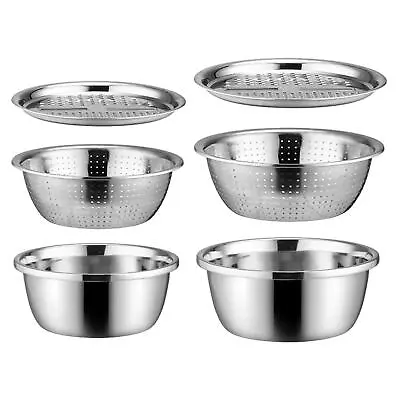 3Pcs Vegetable Slicer Salad Maker Bowl Kitchen Tool Stainless Steel Basin With • £15.24