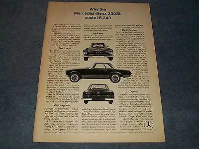 1966 Mercedes-Benz 230SL Vintage Ad  Why The Mercedes-Benz 230SL Costs $6343  • $9.99
