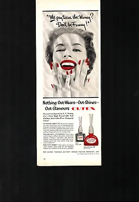 1954 Cutex Vintage Print Ad Nail Polish Pretty Sexy Women Bottle Red Fingernails • $26.79