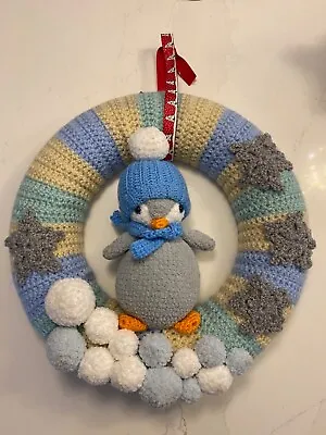 Hand Made Crochet Snowman Christmas Wreath • £20