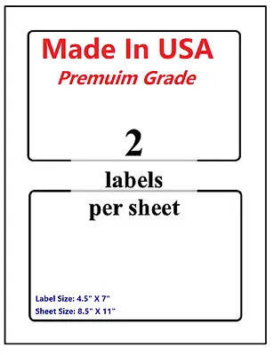 Premium Shipping Blank Labels-7  X 4.5 -Made In USA-Self Adhesive-8.5 X 11-Round • $17.99