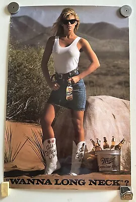 Vintage Wanna Long Neck Miller Blonde Tank Top Poster Retro 80s 90s 20 X 30 Rare • $0.99