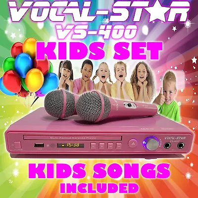 £34.99 • Buy Vocal-Star Vs-400 Pink Cdg Dvd Hdmi Karaoke Machine 2 Microphones & Kids Songs