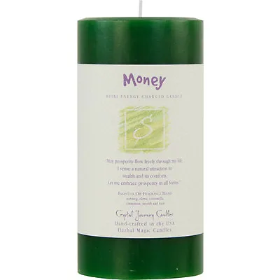 Money Crystal Journey Candle's 3 X6  Pillar Candle! 80-100 Minutes Burn Time! • $21.95