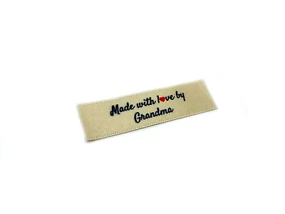 Made With Love By Grandma Labels In Cream - Flat 15x50 - 40 Pack - Sew On • £9.99