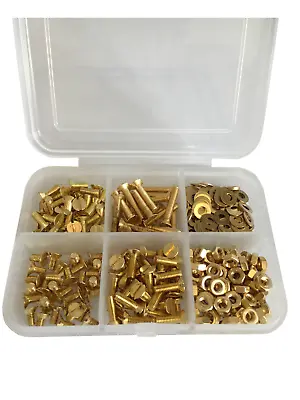 M3 Solid Brass Slotted Countersunk Head Machine Screws Nuts Washers Kit 300 Pcs • £28.70