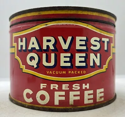 Vintage Harvest Queen Coffee Minneapolis MN. Old Advertising 1LB. Red Tin Can • $11.50