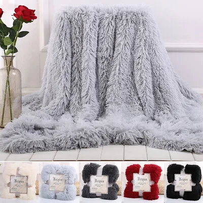 £11.09 • Buy Fluffy Shaggy Blanket Large Throw Over Sofa Bed Flannel Cozy Bedspread Soft Warm
