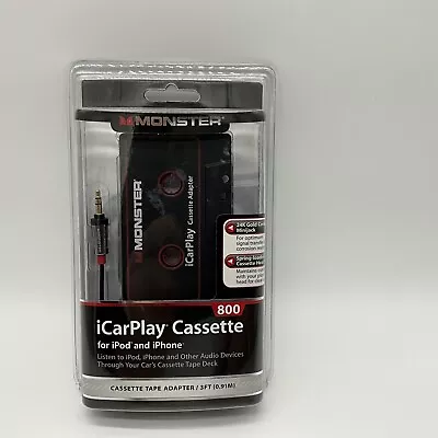 Monster Cassette Tape Adapter 3ft ICarPlay 800 For IPod IPhone Sealed. • $17.57