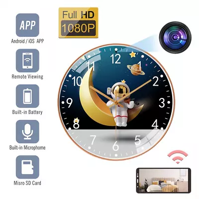 WIFI IP Wall Clock 1080 HD Camera Motion Security Nanny Cam Detection Recorder • $58.60