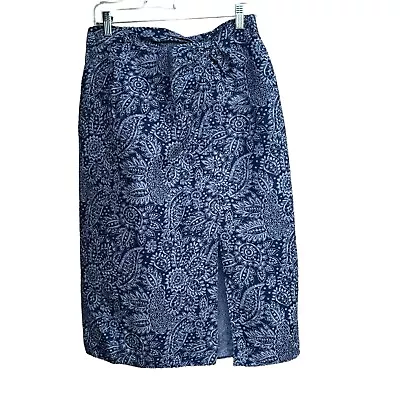 Madewell Linen-Blend Knotted Paisley Garden Print Midi Skirt Size 8 • $18