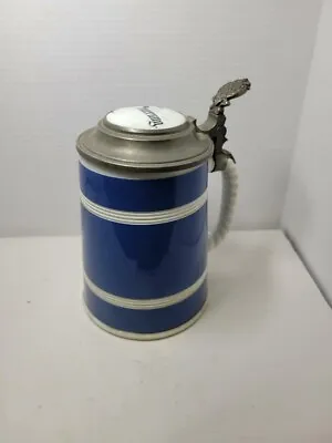 Villeroy & Boch Wallerfangen 1L Barrel Shaped Stein In Blue And White Glaze • $83.99