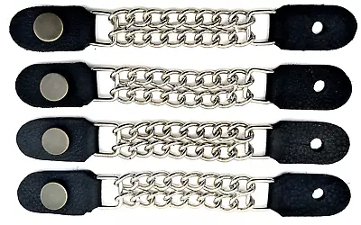 4 Button Leather Double Chain Motorcycle Biker Mc Vest Extenders Made In Usa  • $27.99