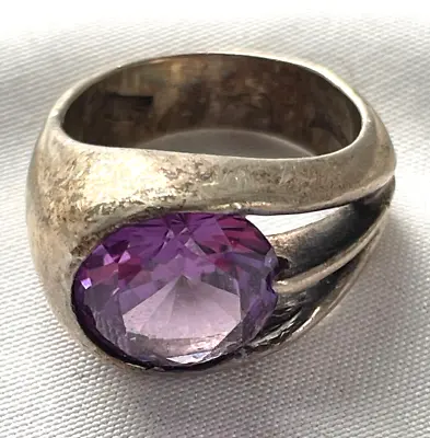 Mens Mexico 11mm Amethyst Sterling Silver Pinky Ring Size 5.75 - Free Ship • $97.50