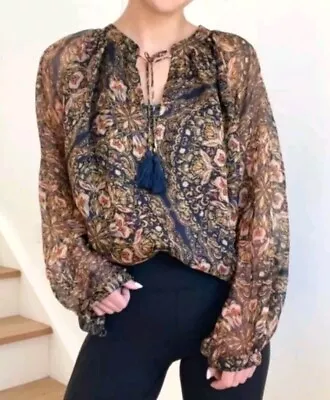 Johnny Was Boho Jade Silk Paisley Print Top Blouse - Size M As New Condition  • $119
